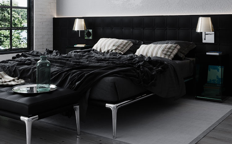 Sypialnia glamour w ciemnych kolorach 